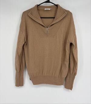 The Reset R/Label Wool Cashmere Ribbed 1/4 Zip Pullover Sweater